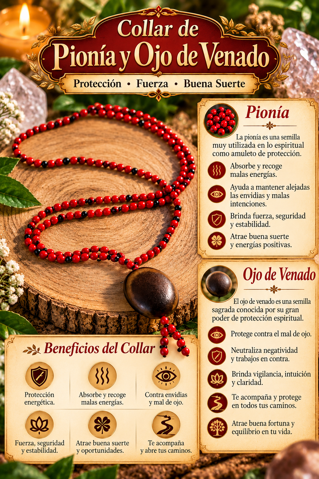 Collar de Protección Piona y Ojo de Venado