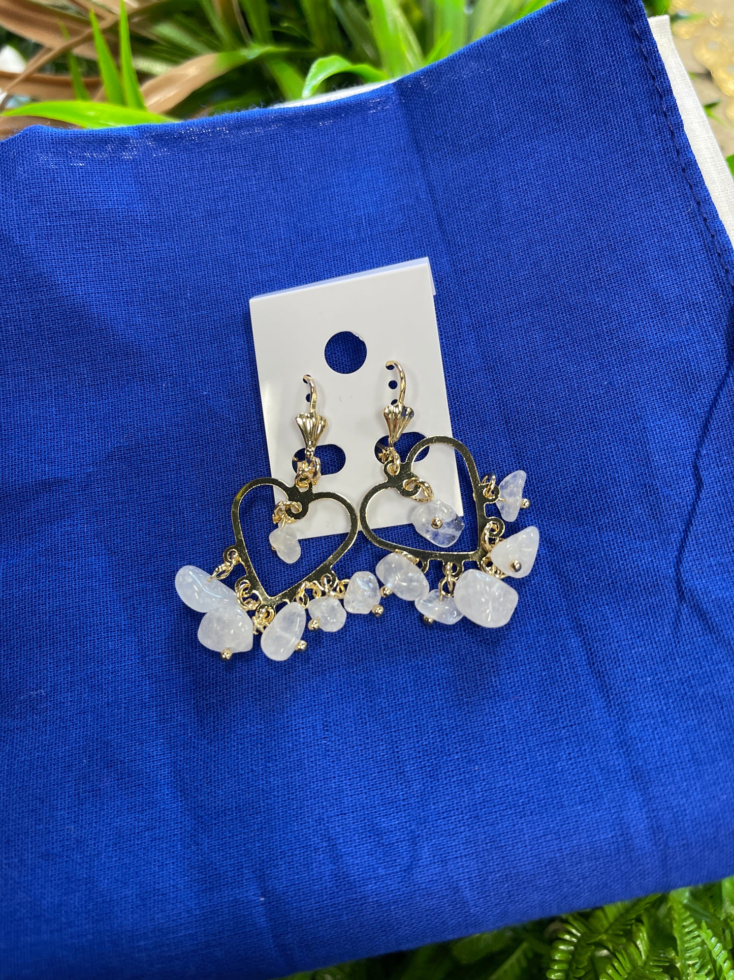 Aretes de Corazón con Cuarzo Cristal chicos