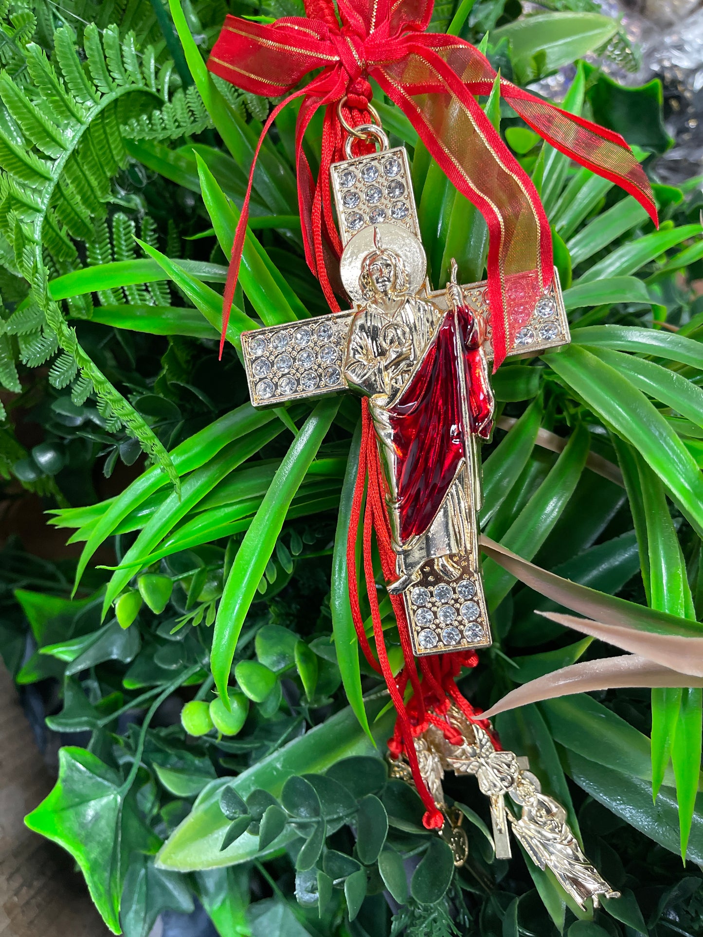 Bendiciones San Judas Tadeo Adiamantada Color Rojo y Dorado