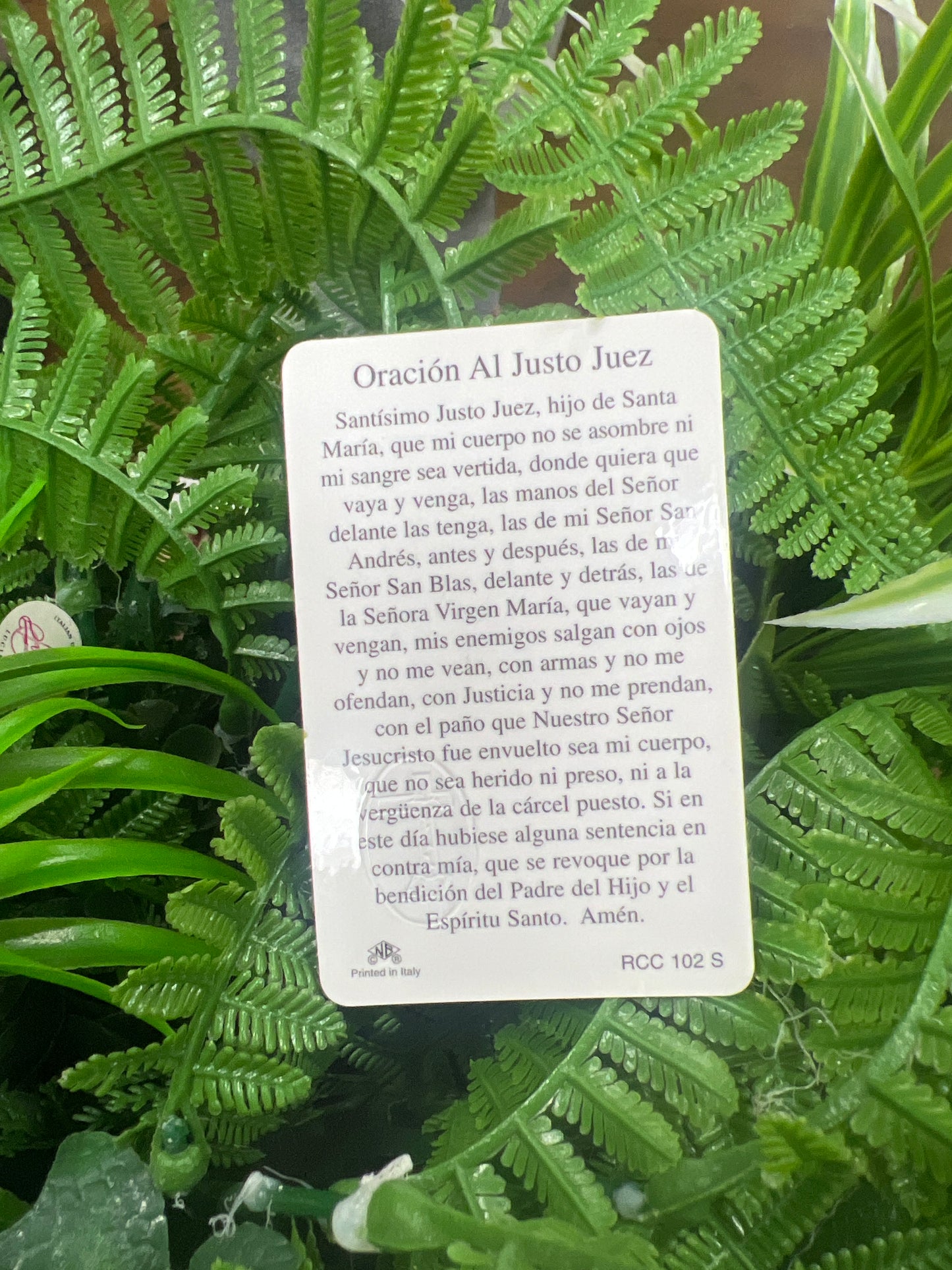 Oración Justo Juez para cartera