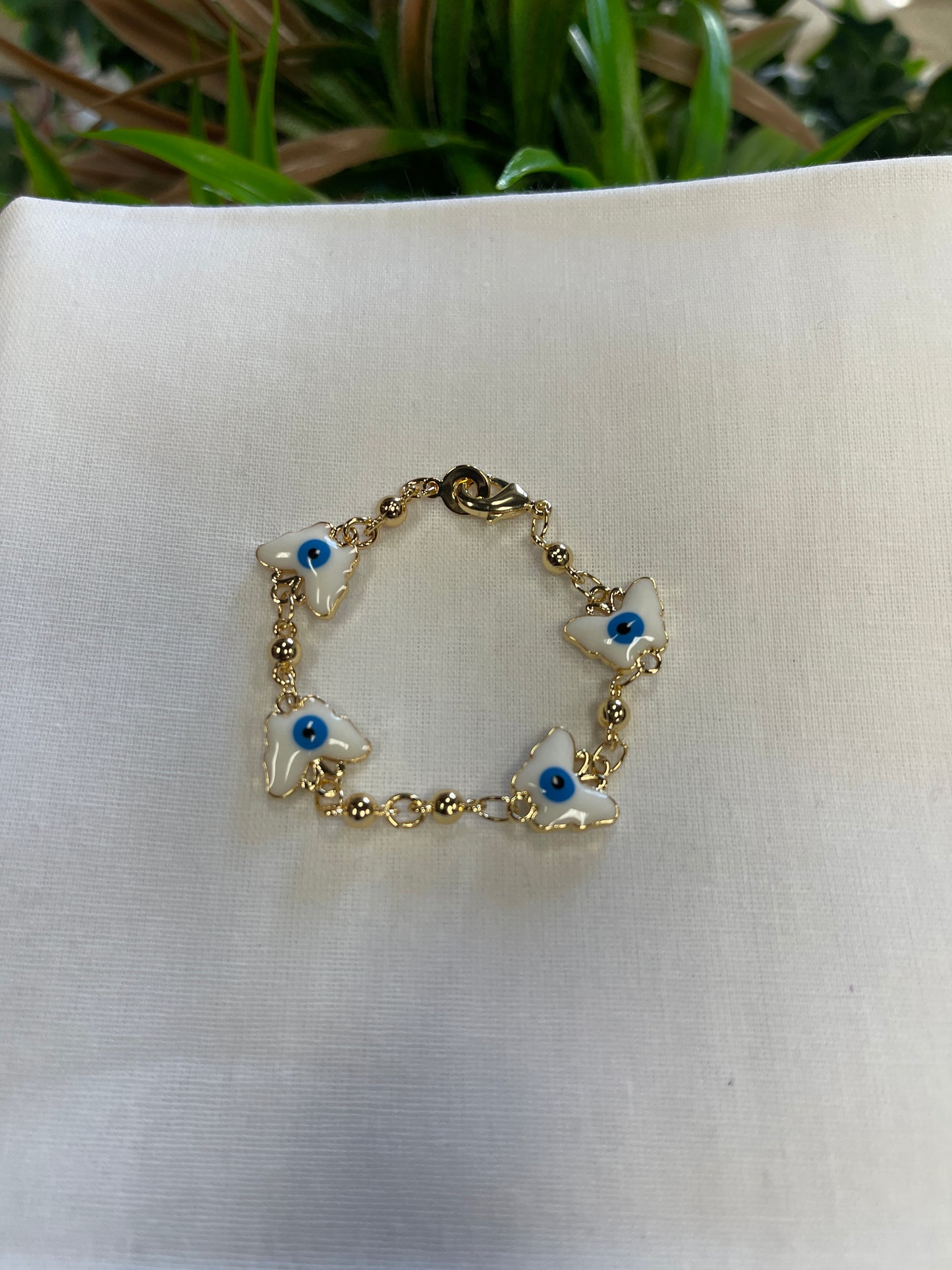 Pulsera de Oro Laminado Mariposa con Ojo Turco Infantil