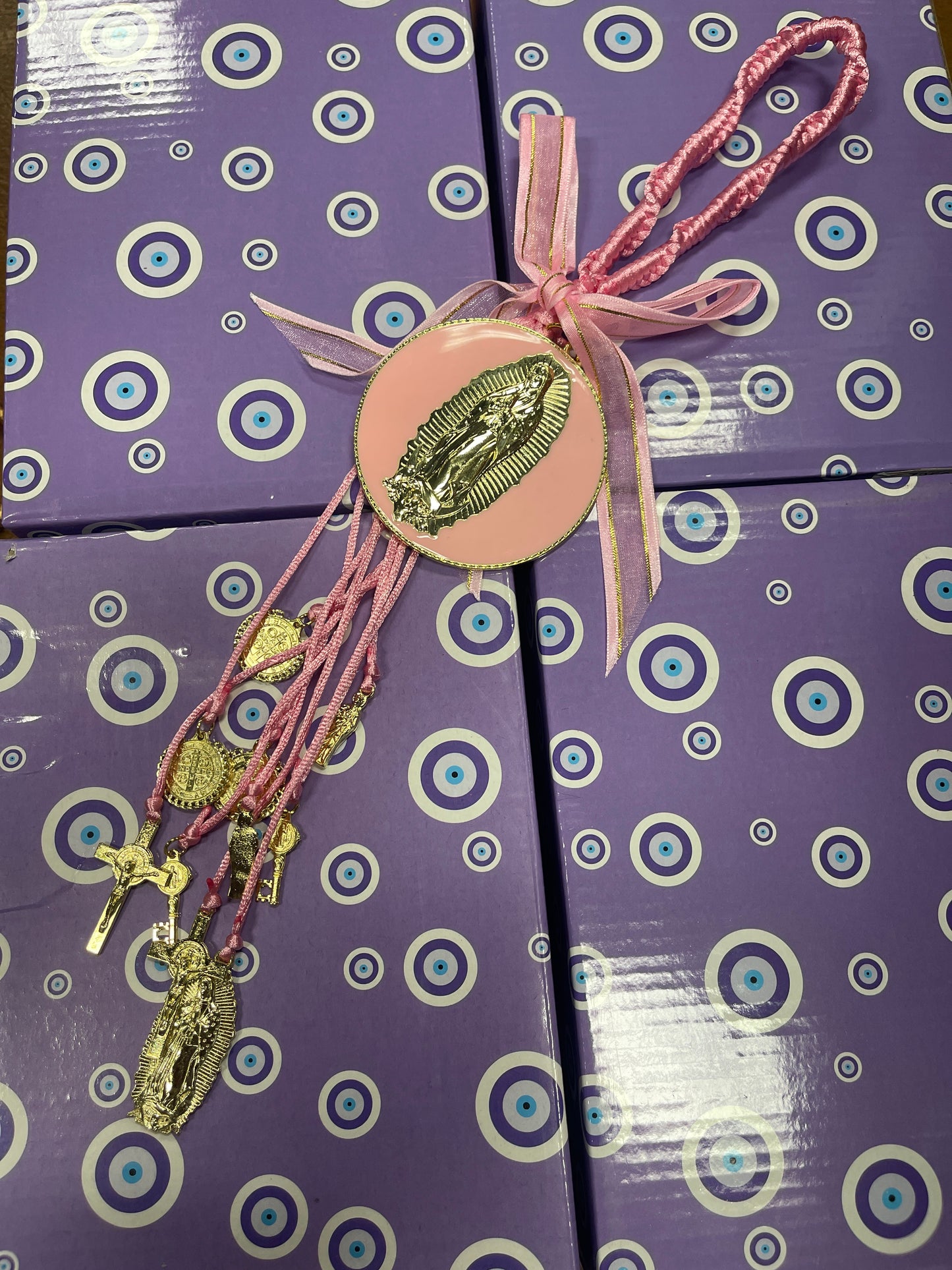 Bendiciones medalla Virgen de Guadalupe color rosa