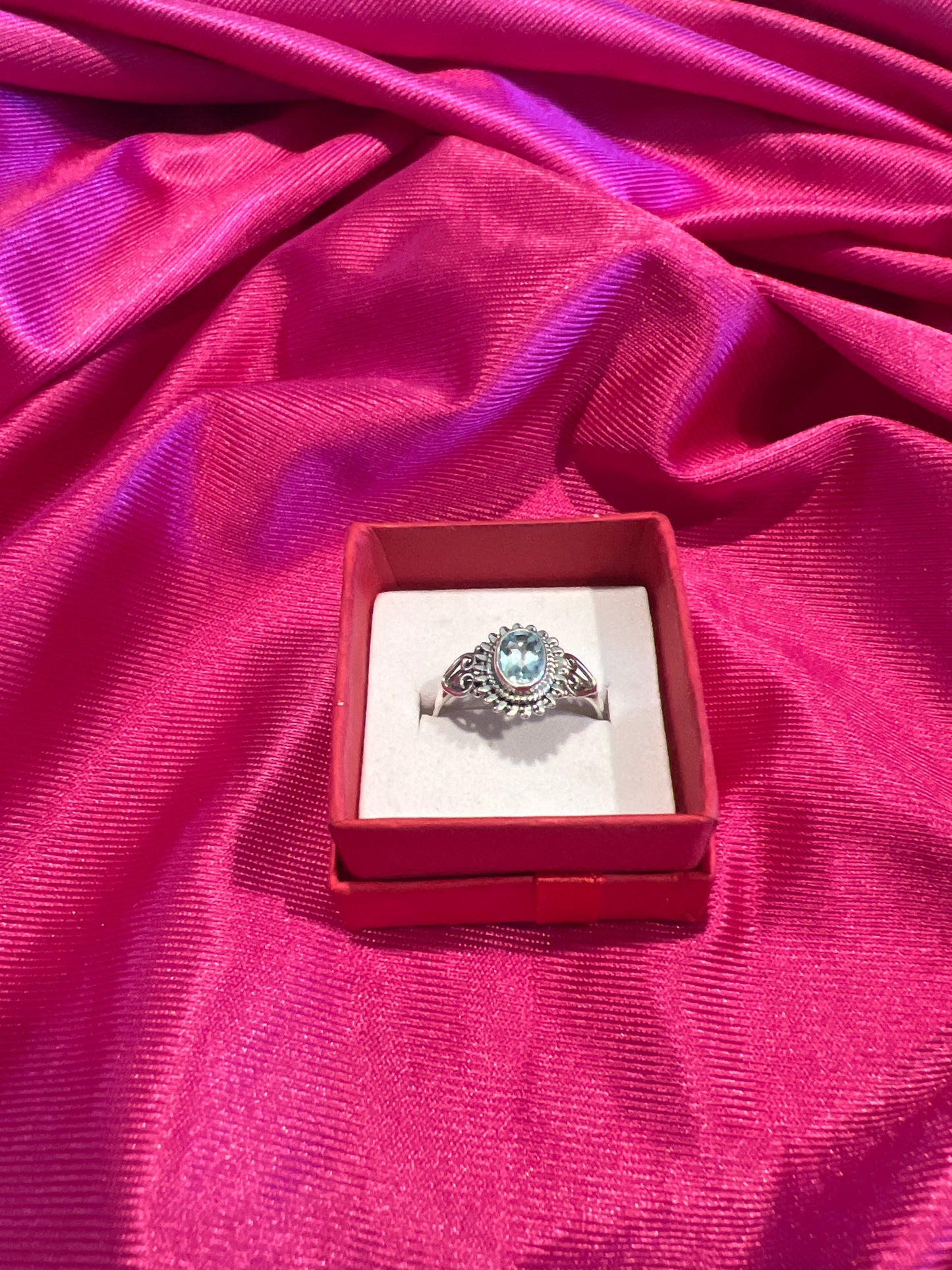 Anillo de plata 925 cuarzo Acuamarina #8