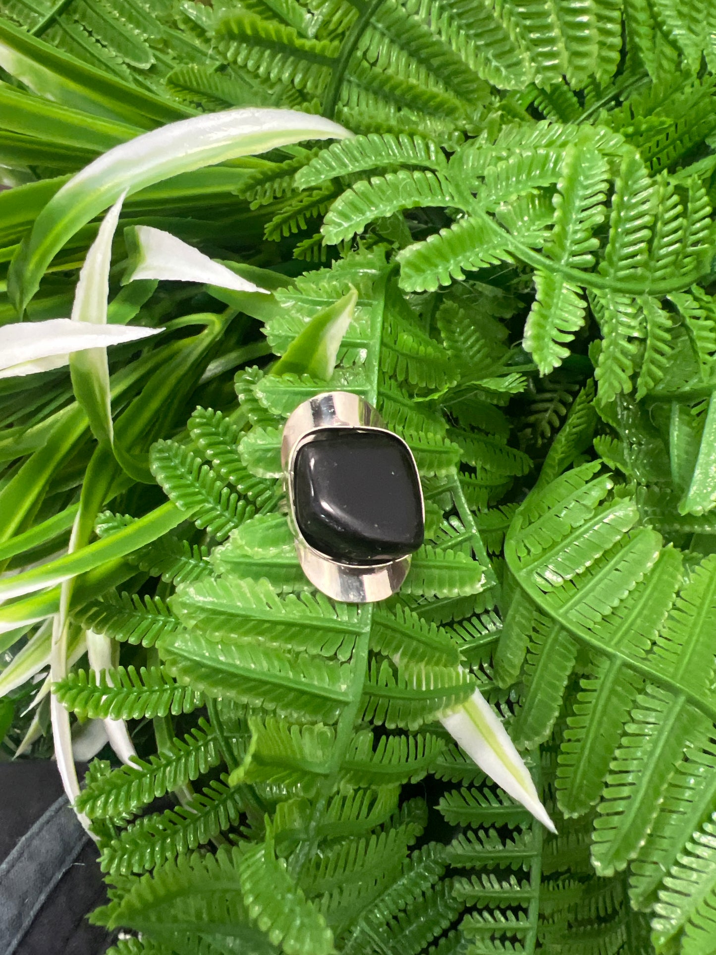 Anillo acero inoxidable uní talla cuarzo Ónix Negro