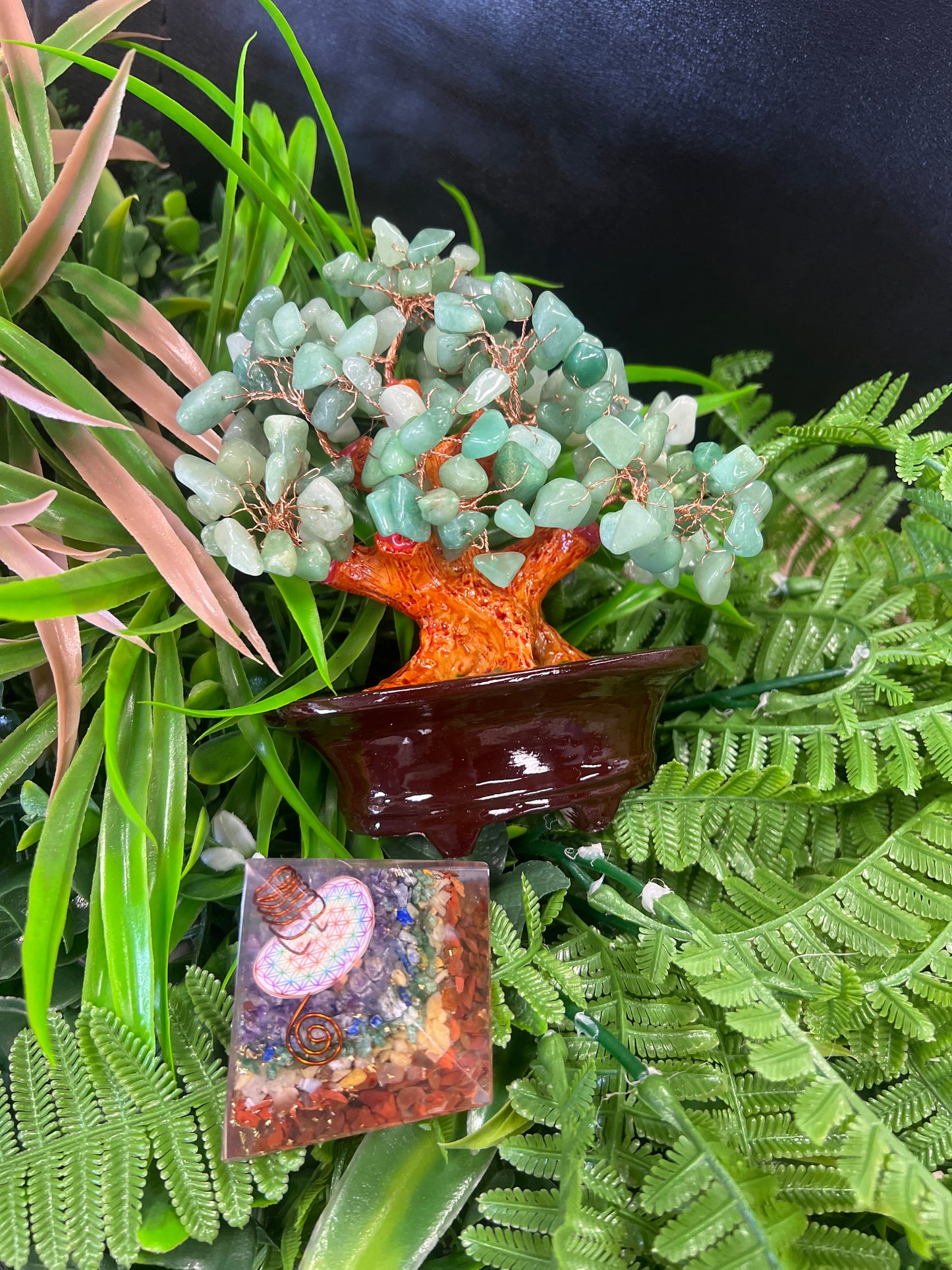 Árbol cuarzo Aventurina y Orgonita 7 Chacras