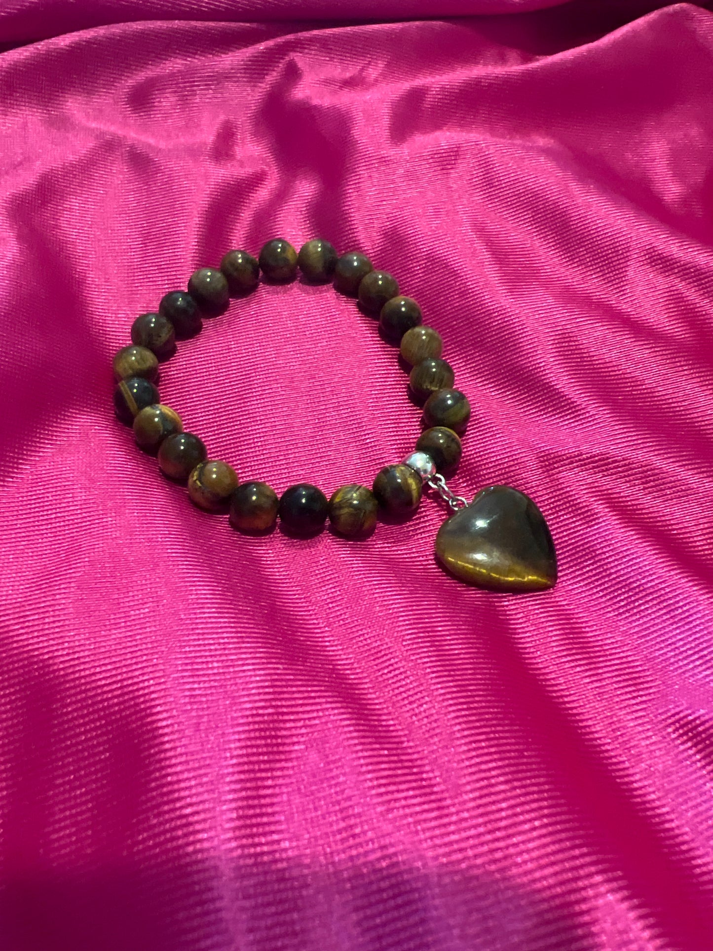 Pulsera cuarzo Ojo de Tigere corazón XL