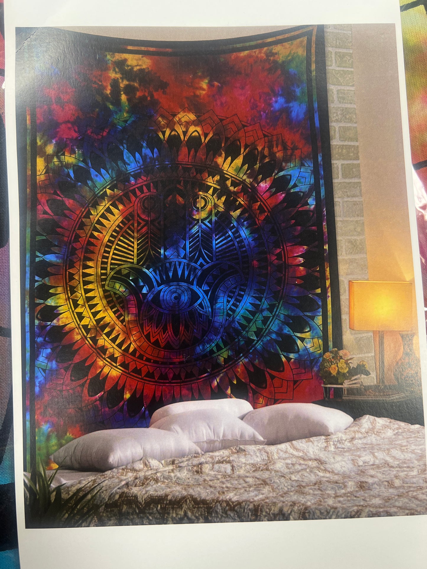 Manta grande mano de Fátima coló multicolor