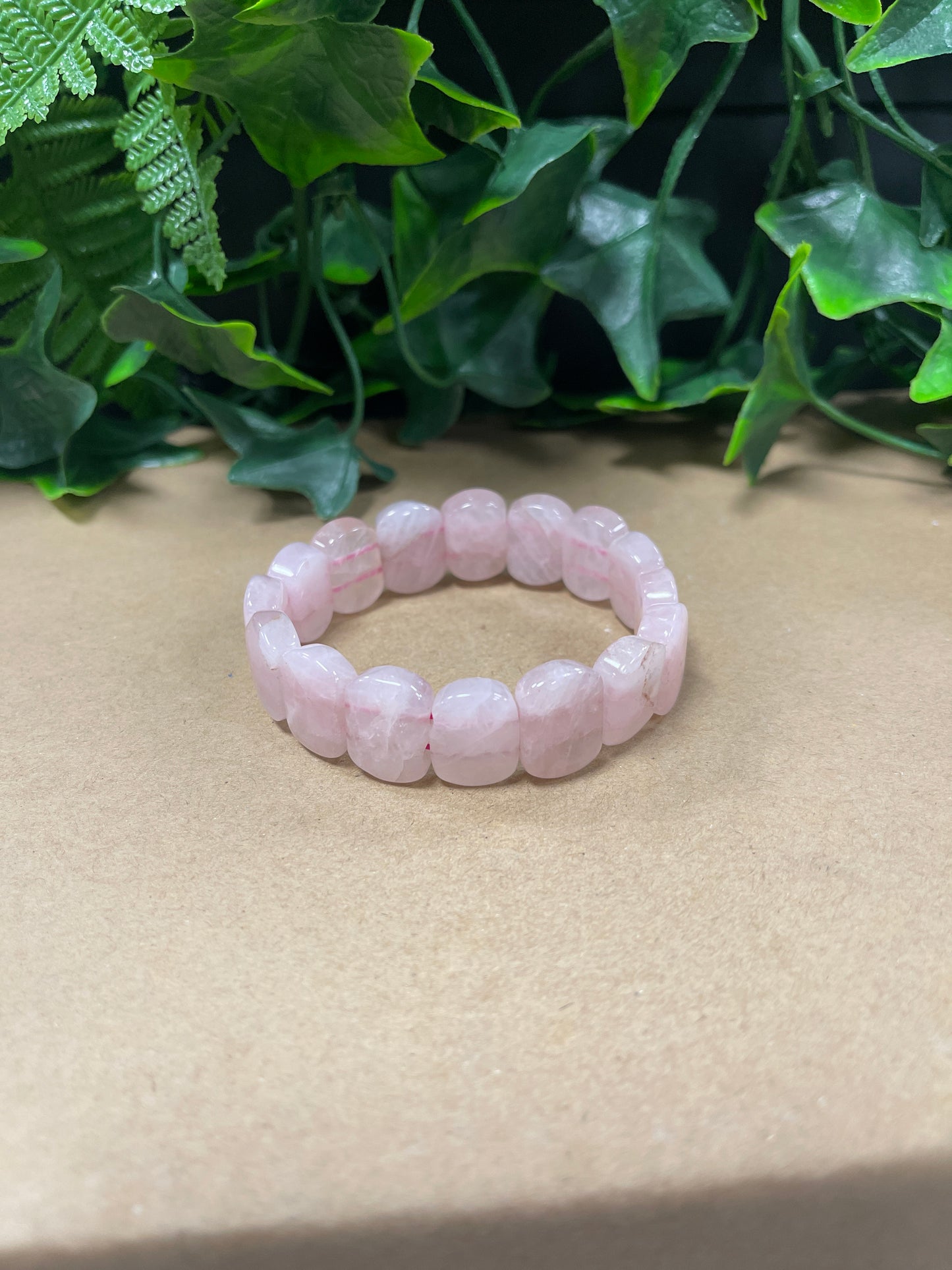 Pulsera Cuarzo Rosa Ovalada