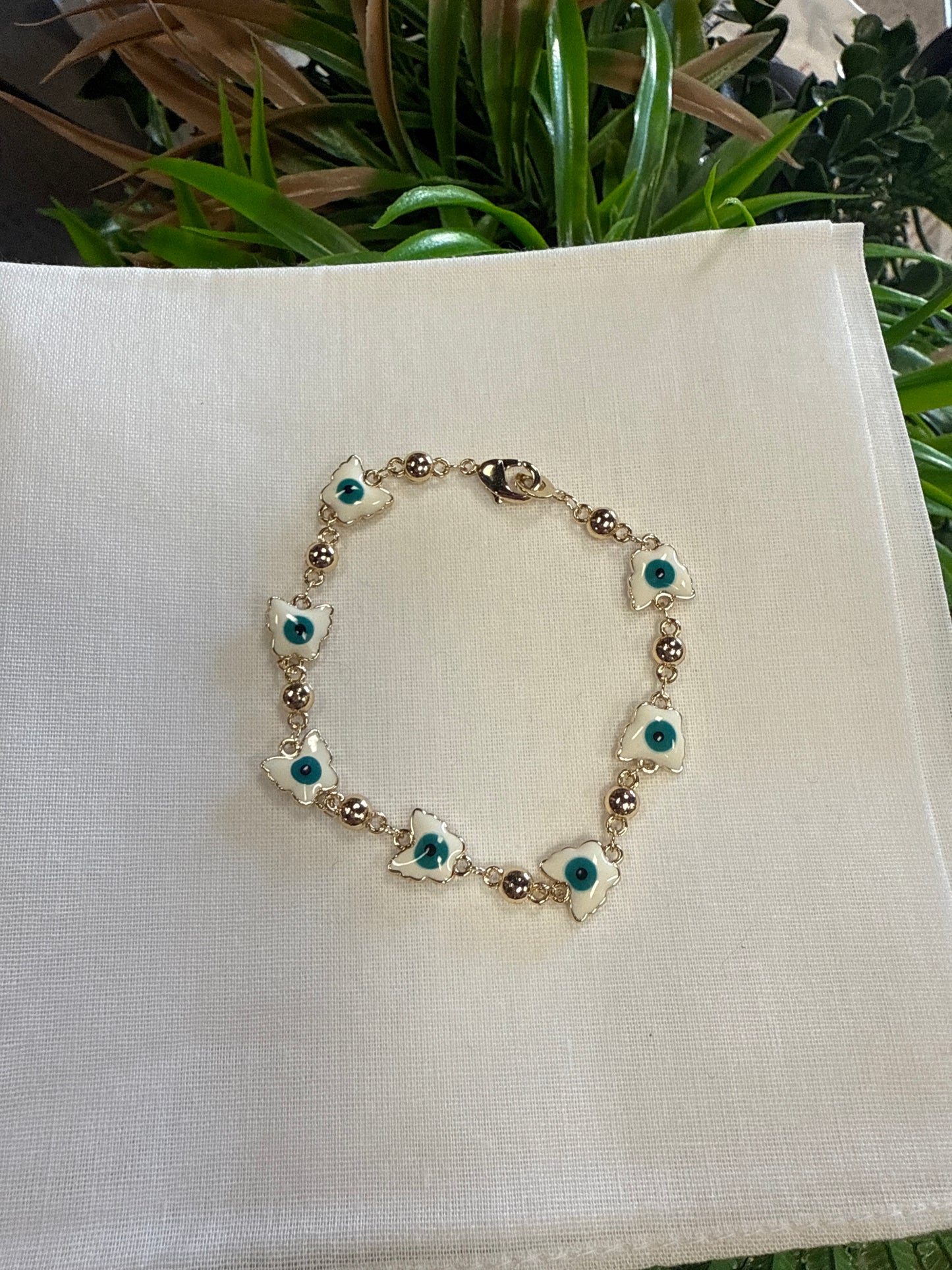 Pulsera Oro Laminado mariposa ojo Turco