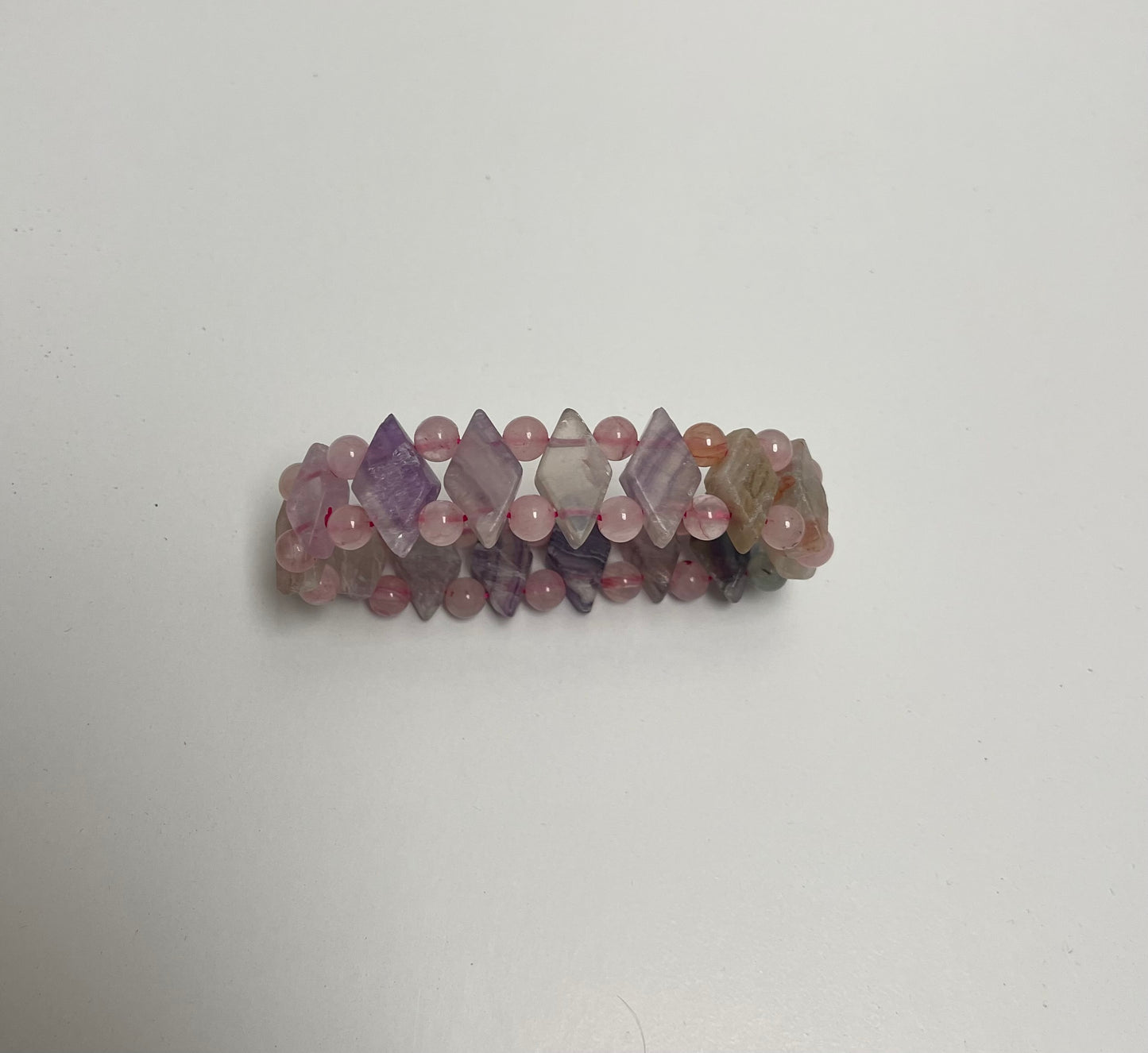Pulcera Diamante Cuarzo Rosa y Amatista