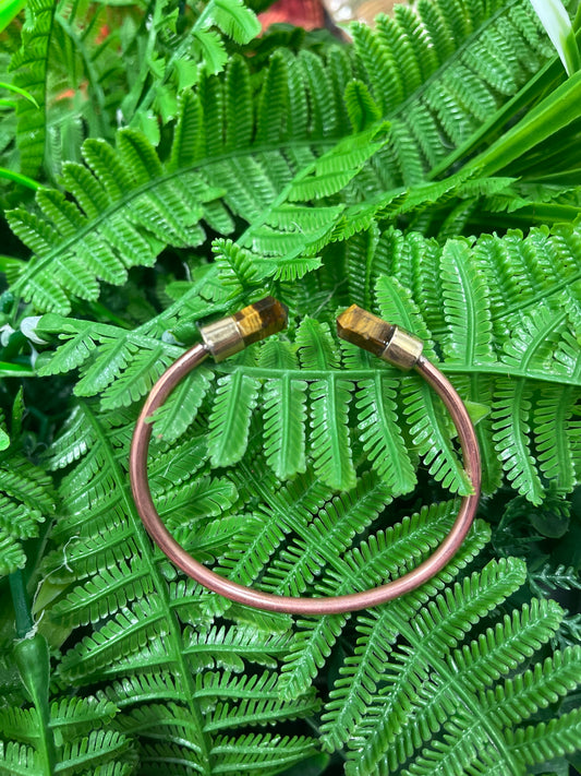 Pulsera de Cobre con cuarzo Ojo de Tigere
