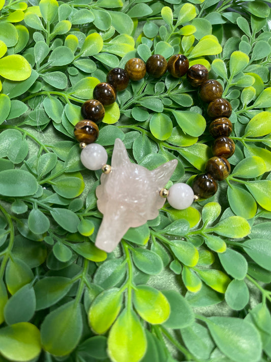 Pulsera Ojo de Tigre y cuarzo Rosa