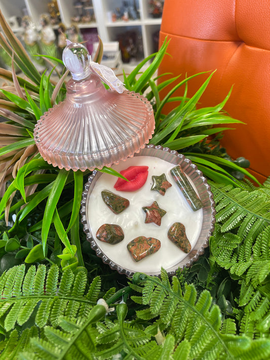 Vela aromática con cuarzos Sangre de Dragón