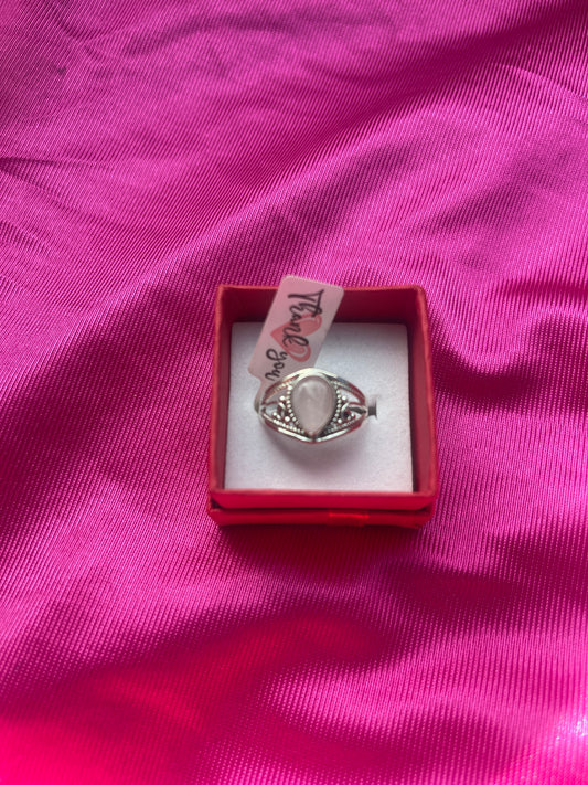 Anillo plata 925 cuarzo Rosa #8