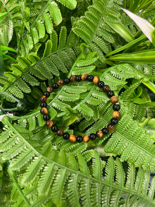 Pulsera cuarzo Ojo de Tigre y Obcidiana