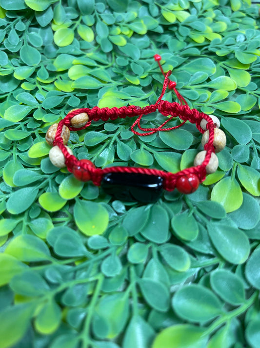 Pulsera Palo Santo y cuarzo Obcidiana