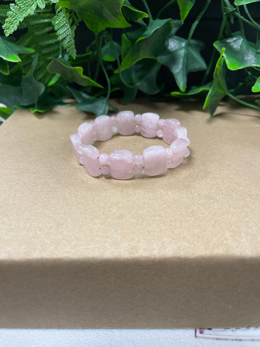 Pulsera cuarzo Rosa Ovalada Doble