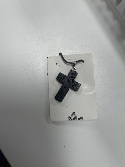 Dije de Cruz piedra Volcánica