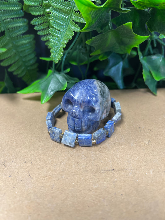 Especial Afrodita pulsera y calavera de cuarzo lapislázuli