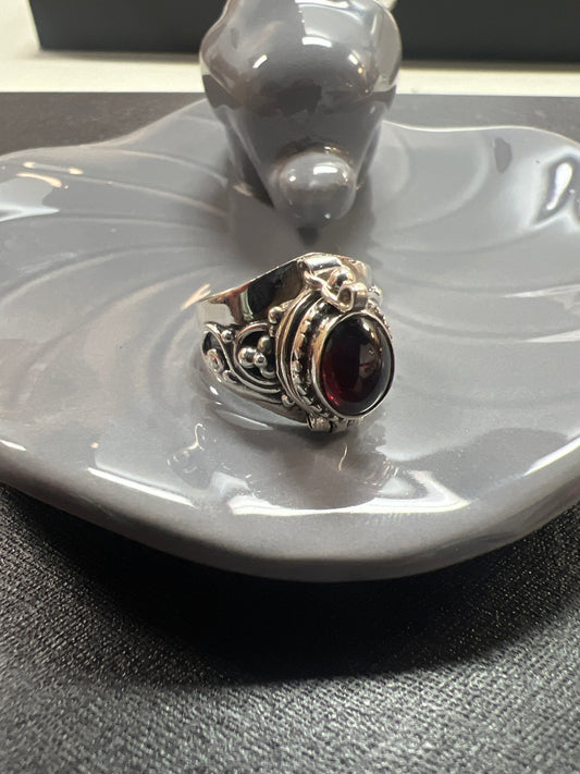 Anillo plata 925 Cuarzo Granate con polvo imán y oro #8