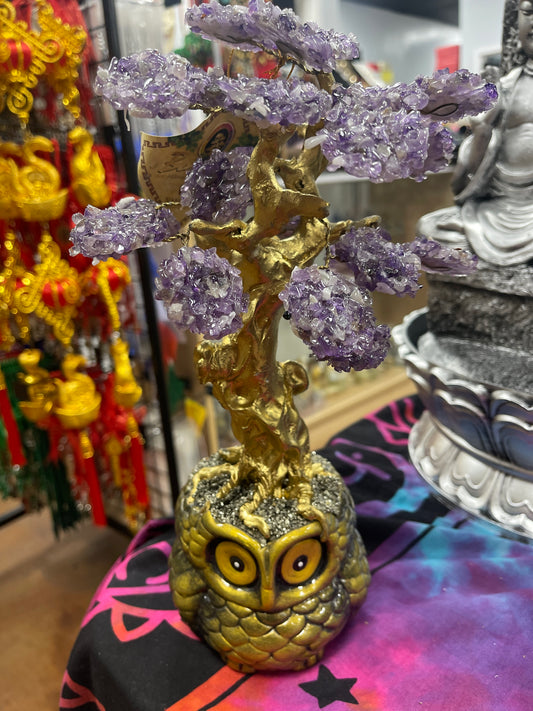 Árbol Búho cuarzo Amatista XL