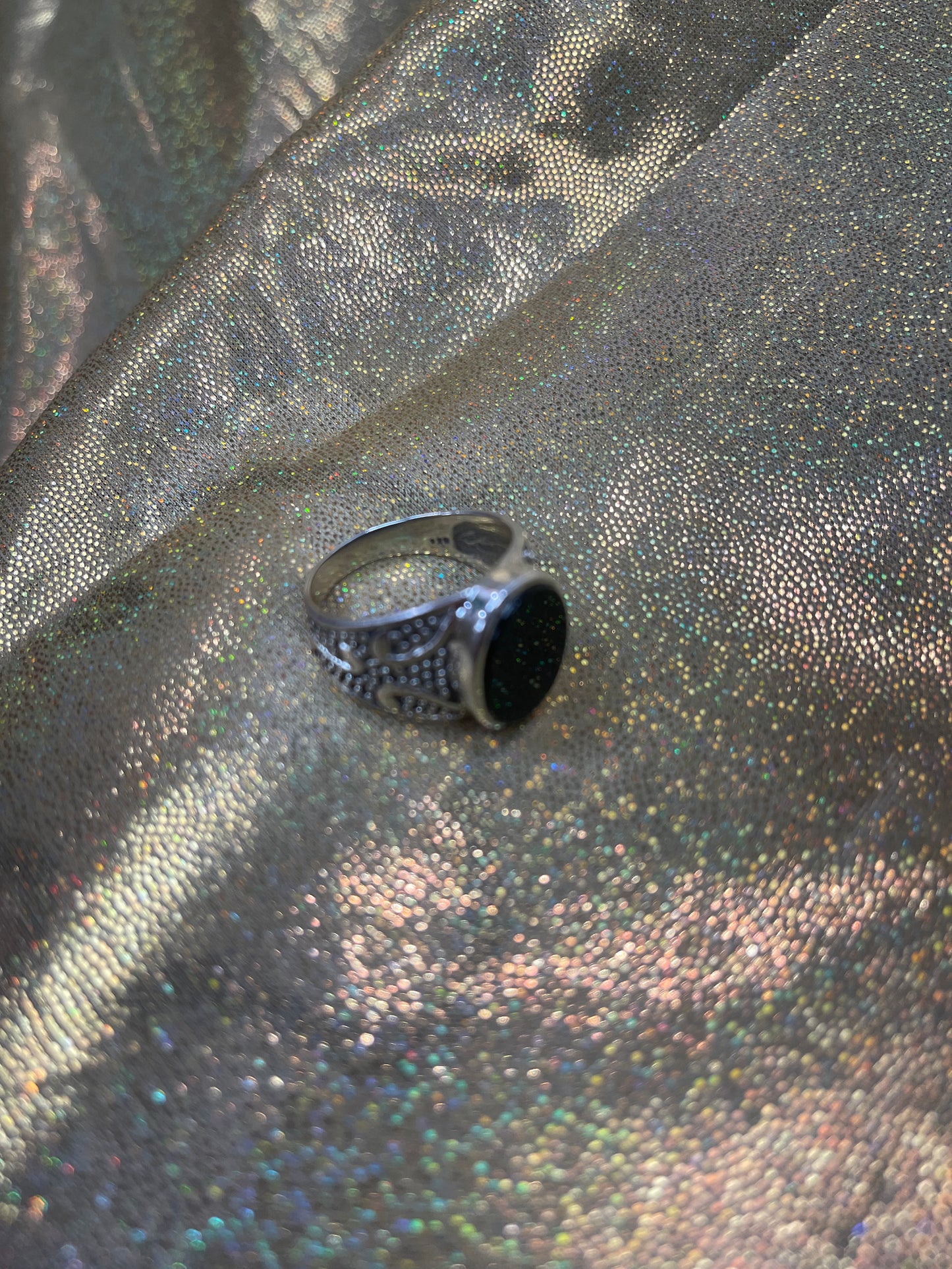 Anillo de plata 925 Para hombre Obcidiana