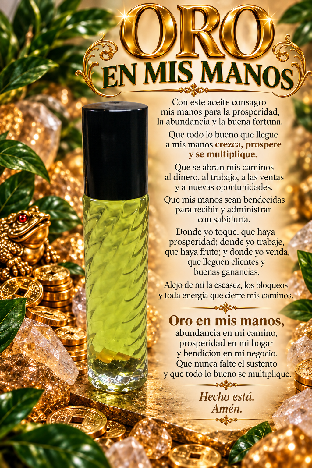 Aceite Oro en mis manos