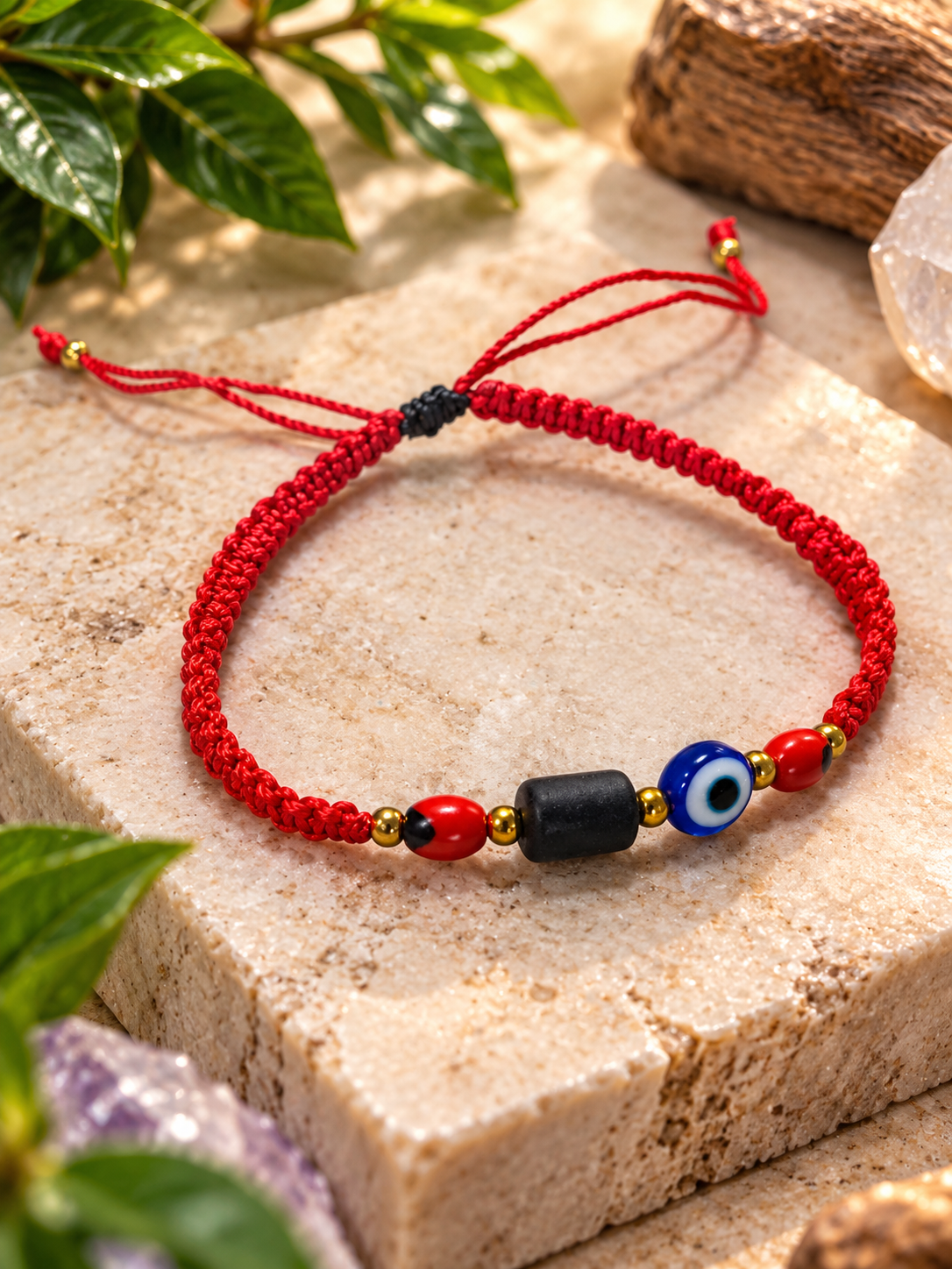 Pulsera de Protección Shungita Peonia y Ojo Turco