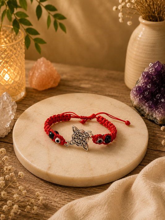 Pulsera Nudo de Bruja con Obcidiana y mal de ojo