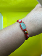 Pulsera 5 Protecciones hilo Aventurina color Roja