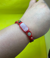 Pulsera 5 Protecciones hilo cuarzo rosa color Rojo